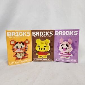 Bricks Micro Building Blocks - Lot 3 - Winnie the Pooh, Piglet, and Tigger‎